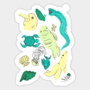 Cute Ocean Life Pattern Sticker